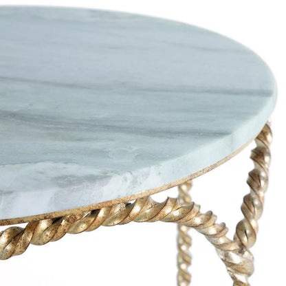 Feather Green Marble Twisted Side Table