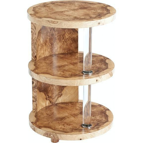 3-Tier Burl Accent Table